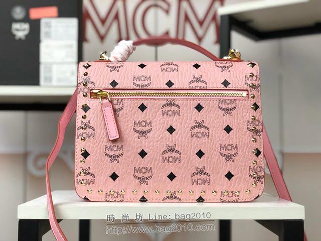 MCM女包 原單 6235 專櫃同步 Patricia打釘風琴包 翻蓋式搭配月桂鎖按扣 MCM單肩斜跨女包 MCM女手提包 手拎包  mdmc1360